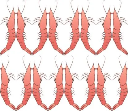 Shrimp seamless pattern, regular ornament, vector background Stock Illustration