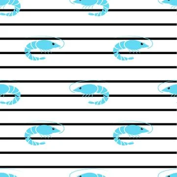 Shrimp seamless vector illustration. Stock Illustration