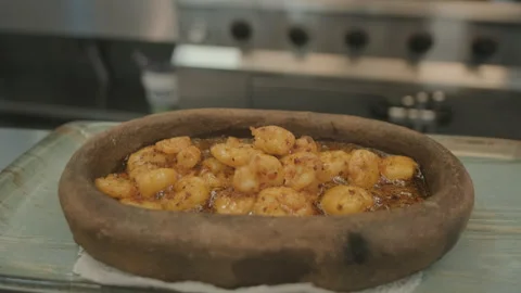 Shrimp Sizzling in a Clay Pot Stock Footage 282932975