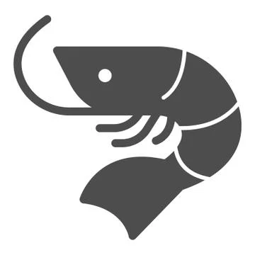 Shrimp solid icon, Fish market concept, seafood sign on white background, Shrimp Illustrazione stock