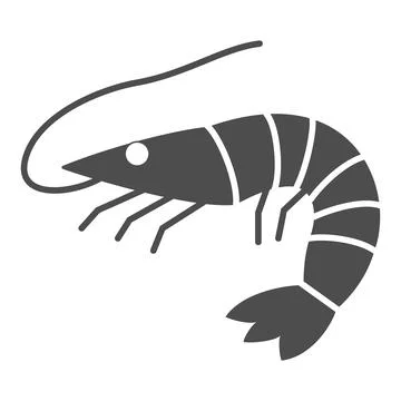 Shrimp solid icon, seafood concept, prawn vector sign on white background, glyph Stock Illustration