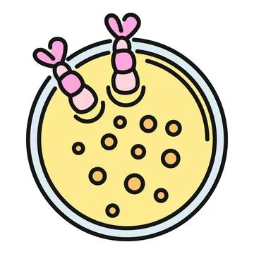 Shrimp soup bowl with floating bubbles icon Stock-Illustration