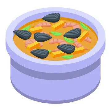 Shrimp soup icon isometric vector. Food cuisine Stock Illustration