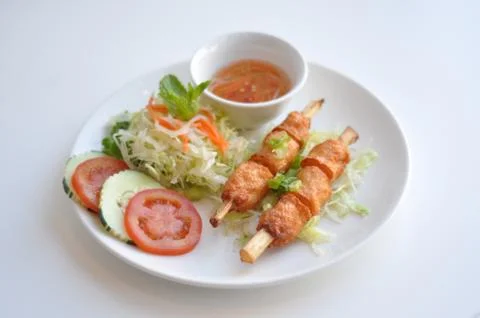 Shrimp on Sugarcane Stock Photos