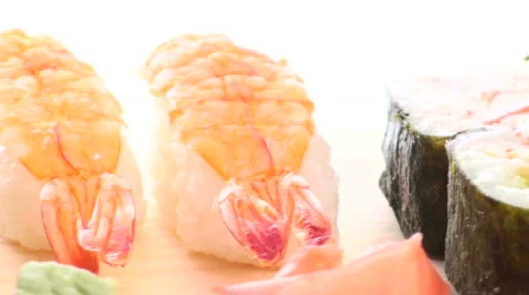 Shrimp sushi seamless loop - HD  Stock Footage 449782