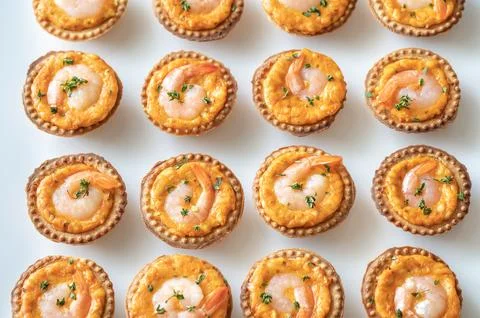 Shrimp tartlets with cheese Stock Photos