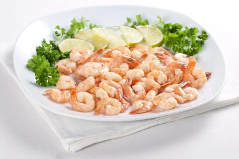 Shrimps with lime Foto stock