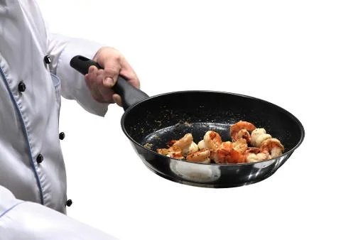 Shrimps on a  pan Stock Photos