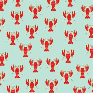Shrimps seamless pattern with icons set of hand drawing and symbols on back.. Stock Illustration