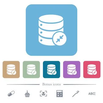 Shrink database flat icons on color rounded square backgrounds 库存插图