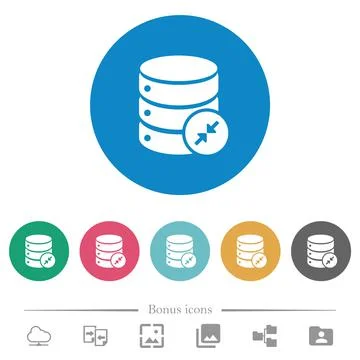 Shrink database flat round icons Stock Illustration