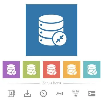 Shrink database flat white icons in square backgrounds Illustrazione stock