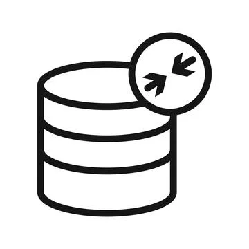 Shrink database icon Black line art vector logo Stock Illustration