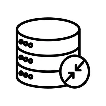 Shrink database icon linear logo mark in black and white Stock Illustration