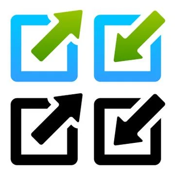 Shrink / Enlarge or Minimize / Maximize Icons Stock Illustration