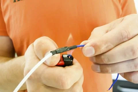 Shrink Insulation Lighter Heating. Stock Photos