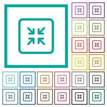 Shrink object flat color icons with quadrant frames イラスト素材
