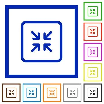 Shrink object flat framed icons Stock Illustration