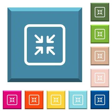 Shrink object white icons on edged square buttons 스톡 일러스트
