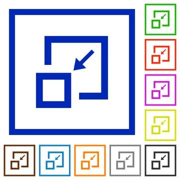 Shrink window flat framed icons Stock Illustration