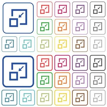 Shrink window outlined flat color icons Stock Illustration