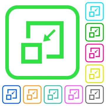 Shrink window vivid colored flat icons Illustrazione stock