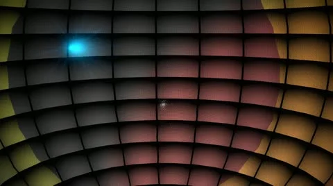 Shrinking Blue light in Red, Yellow &amp; Orange Lit Paneled Globe Stock Footage 15906021