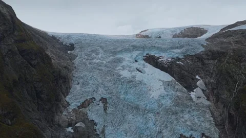 Shrinking ice mass from drone due to environmental shifts. Stock Footage 321004832