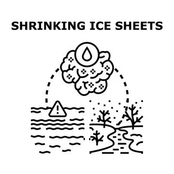 Shrinking ice sheets global warming causing sea level rise Stock Illustration