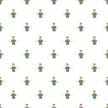 Shrugging man creating a seamless pattern of confusion Stock Illustration