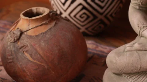 Shrunken Head Hunter Exhibit Indian Cannibals Panning Shot Stock Footage 39012479