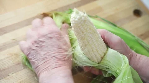 Shucking ear of corn Stock Footage 76088001