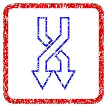 Shuffle Arrows Down Grunge Framed Icon Illustrazione stock