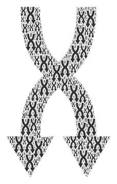 Shuffle Arrows Down Recursive Collage of Itself Icons Stock Illustration