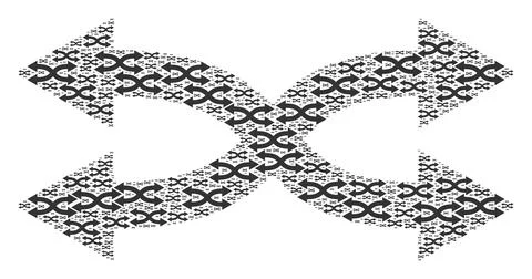 Shuffle Arrows Horizontal Fractal Composition of Itself Icons Illustrazione stock