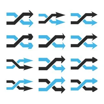Shuffle Arrows Right Vector Flat Icon Set Stock Illustration