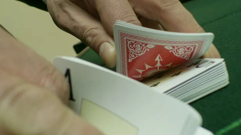 Shuffle Card player two hands trick play Video stock 219641459