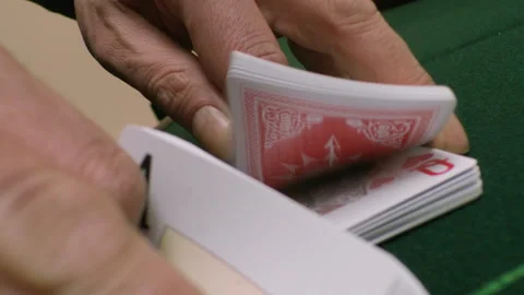 Shuffle Cards on the green table Stock Footage 219643494