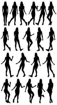Shuffle dance silhouettes Stock Illustration