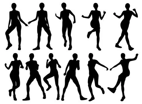 Shuffle dance silhouettes Stock Illustration