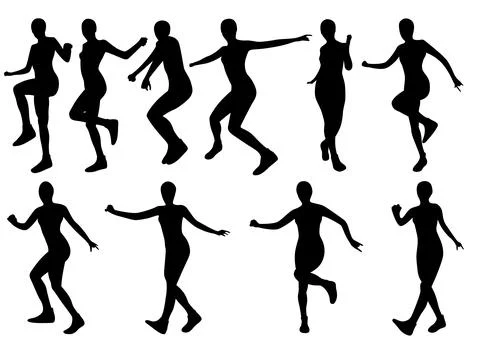 Shuffle dance silhouettes Stock Illustration