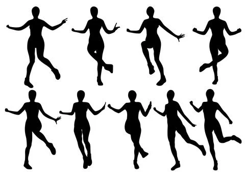 Shuffle dance silhouettes Stock Illustration