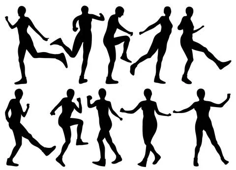 Shuffle dance silhouettes Stock Illustration