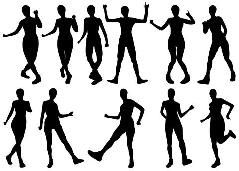 Shuffle dance silhouettes Stock Illustration