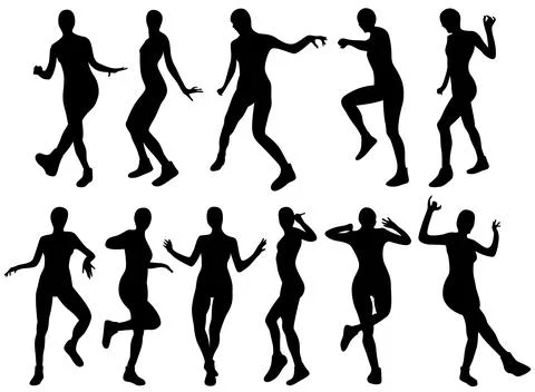 Shuffle dance silhouettes Stock Illustration