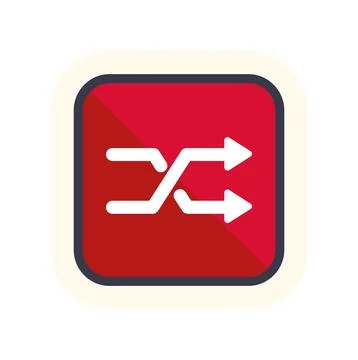 Shuffle icon symbol on red square button Stock Illustration