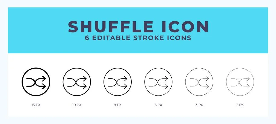 Shuffle icon in thin line. Bold line. Regular line. Editable stroke. Stock Illustration
