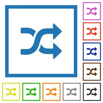 Shuffle solid flat framed icons Stockillustratie