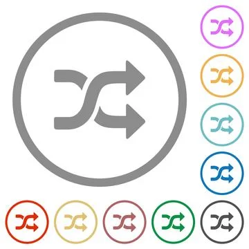 Shuffle solid flat icons with outlines Stock Illustration