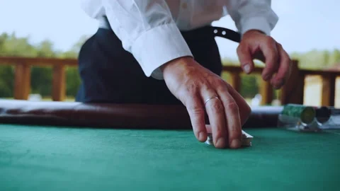 Shuffling of playing cards, gambling Stock Footage 204150124
